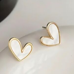 White Heart Earrings